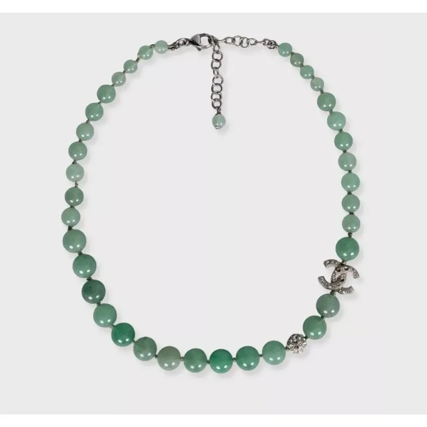 Chanel Spring/Summer 2015 Green Necklace & Bracelet Set Pre-owned Green Lace Good - Back View
