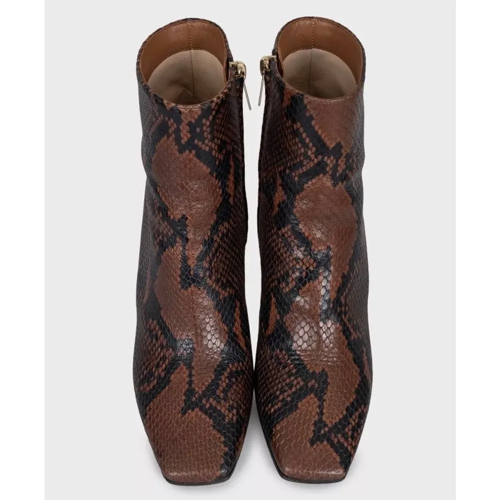 Jimmy Choo Animal-Print Leather Ankle Boots Sz 37 Pre-owned Brown Leather Good - Back View