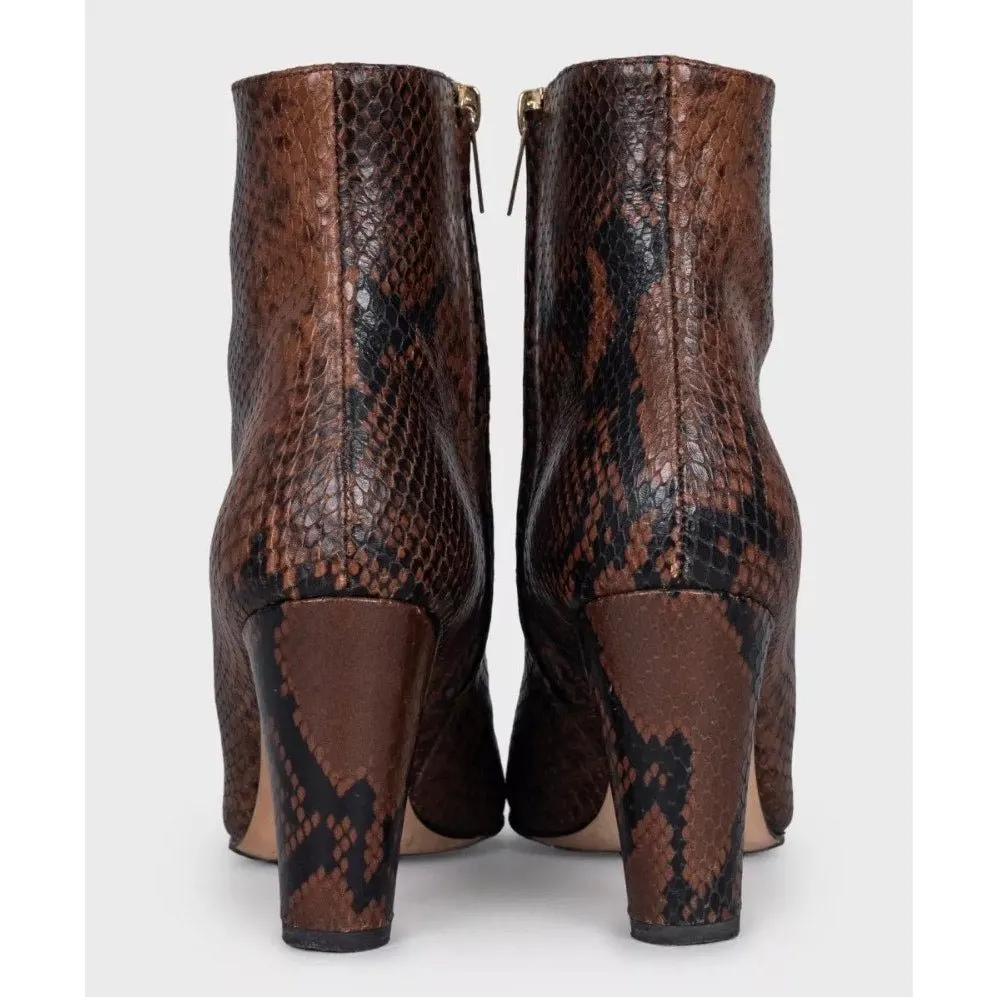 Jimmy Choo Animal-Print Leather Ankle Boots Sz 37 Pre-owned Brown Leather Good - Model View