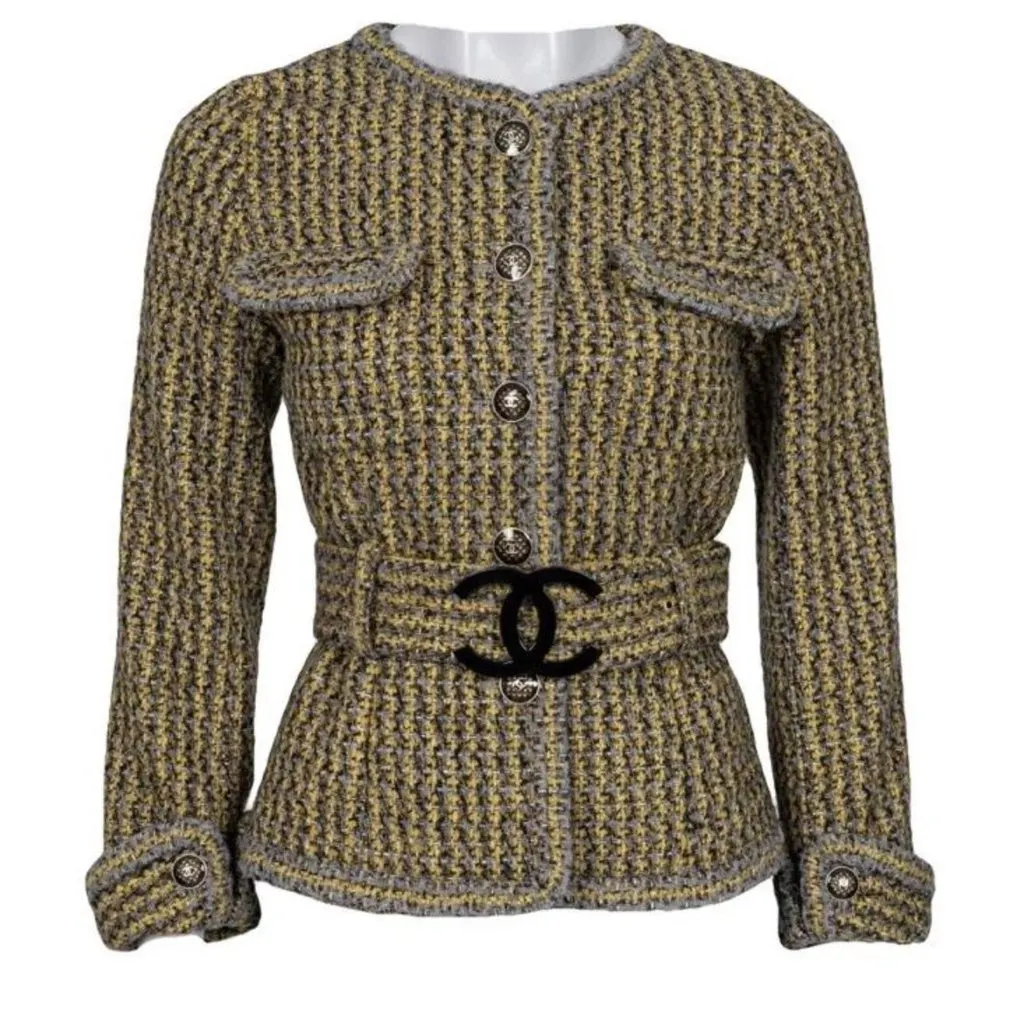 Chanel Multi-Color Single-Breasted Jacket FR44(Run for M) Pre-owned Gold Good - Front View