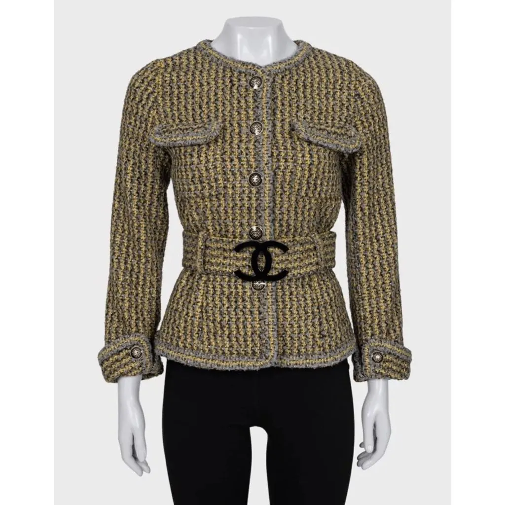 Chanel Multi-Color Single-Breasted Jacket FR44(Run for M) Pre-owned Gold Good - Model View