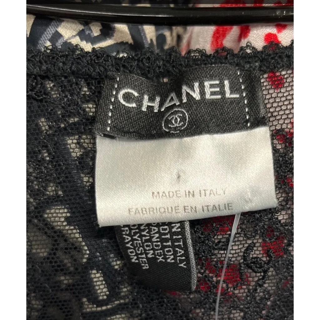 Chanel Elegant Black Lace Top with Bow - Size S / FR36 Pre-owned Black Lace Good - Box View