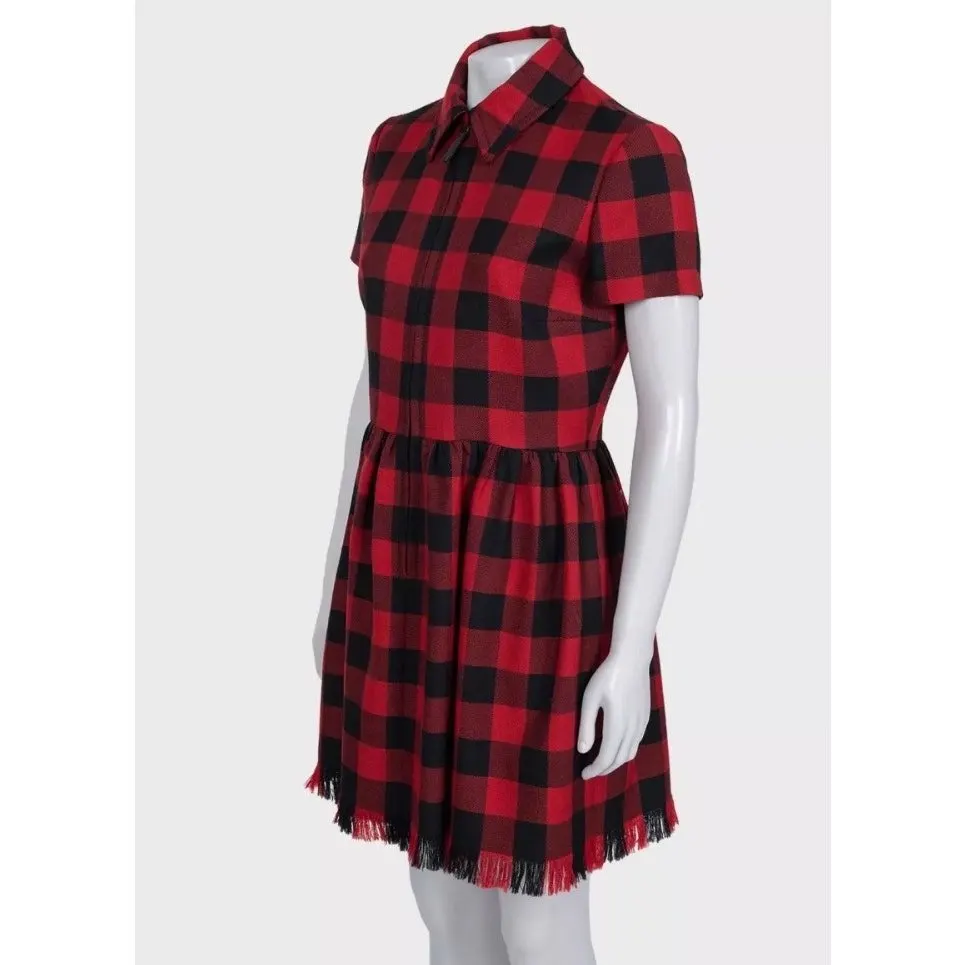 Dior Christian Dior Red Plaid Wool Dress - Size IT44 pre-owned Red Wool Good - Back View