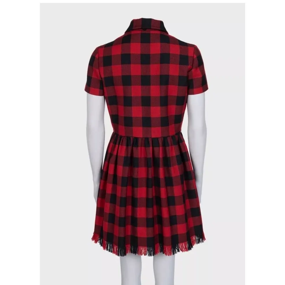 Dior Christian Dior Red Plaid Wool Dress - Size IT44 pre-owned Red Wool Good - Inside View