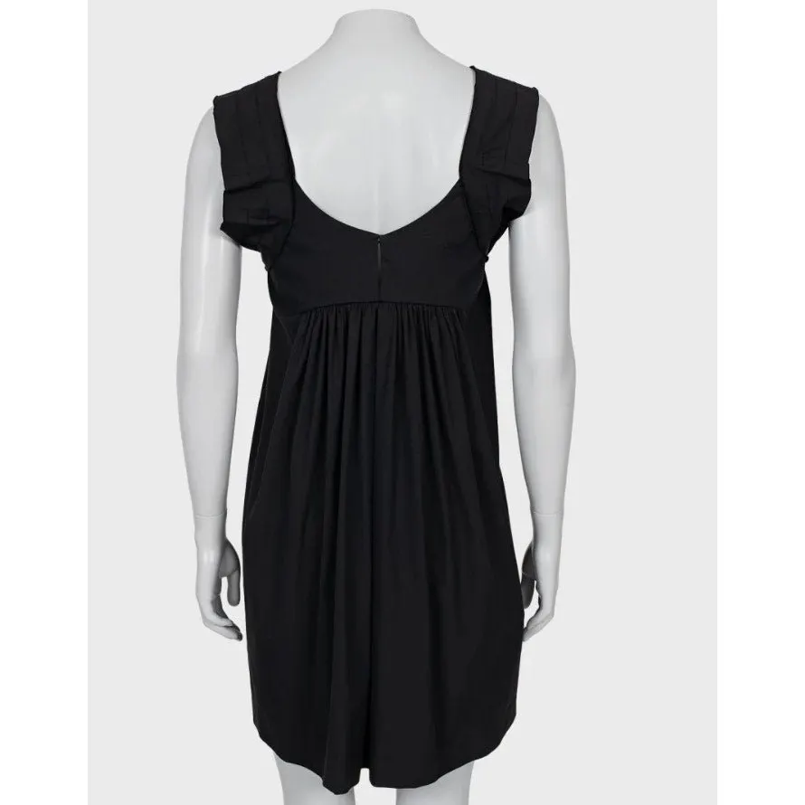 Miu Miu Chic Black Dress with Playful Purple Bow - Size 40/S Pre-owned Black Cotton Good - Inside View