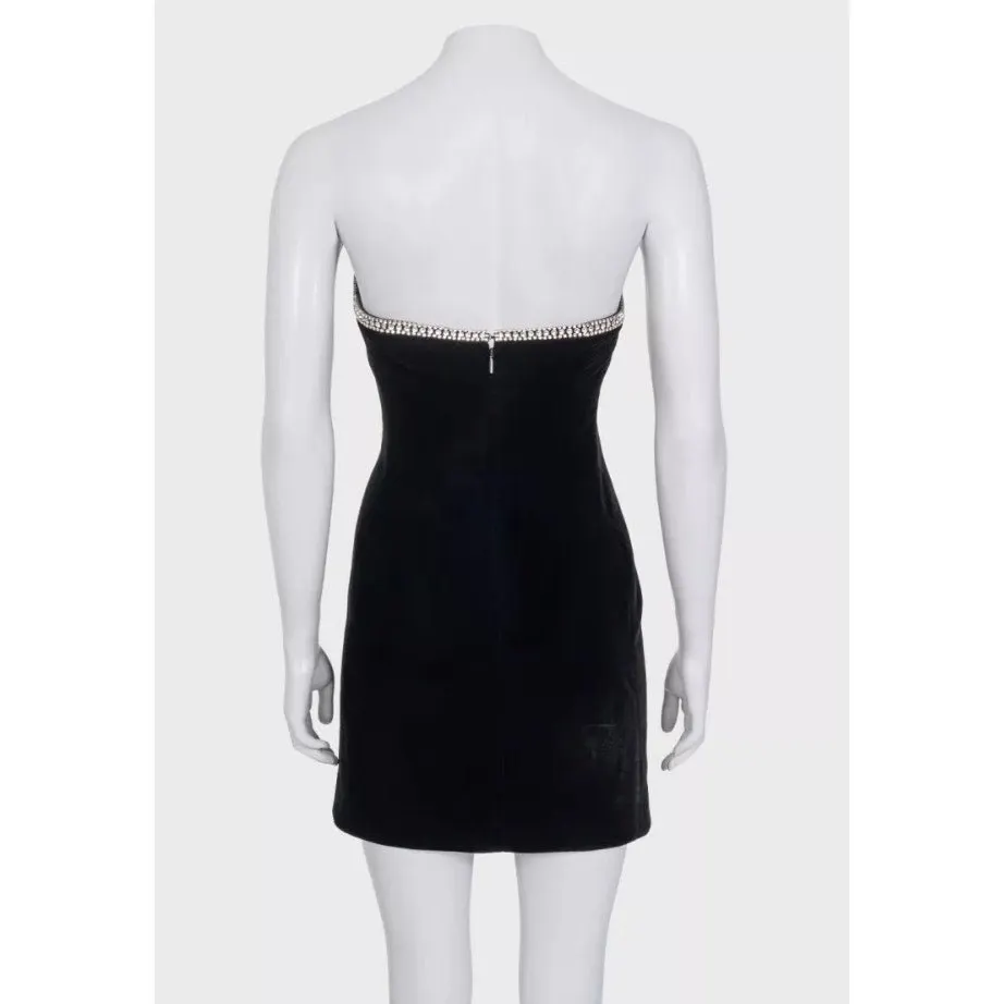 Saint Laurent Black Crystal Embellished Dress Sz.34XS Pre-owned Black Silk Never worn - Inside View