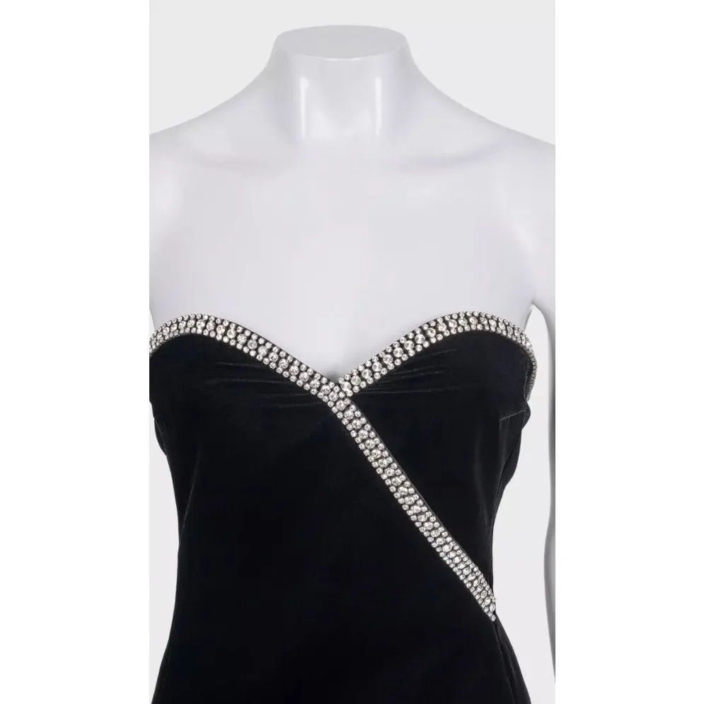 Saint Laurent Black Crystal Embellished Dress Sz.34XS Pre-owned Black Silk Never worn - Model View