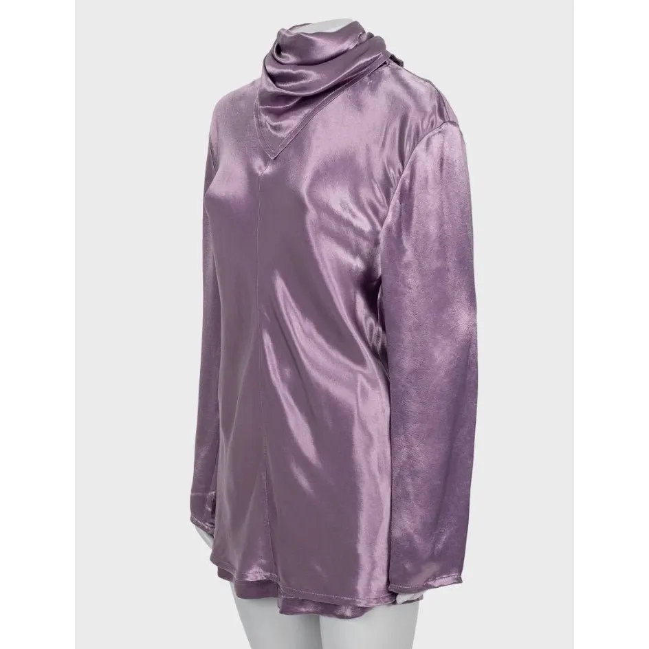 Bottega Veneta Purple Cupro Shorts & Blouse Set IT42 Pre-owned Purple Polyester Good - Back View