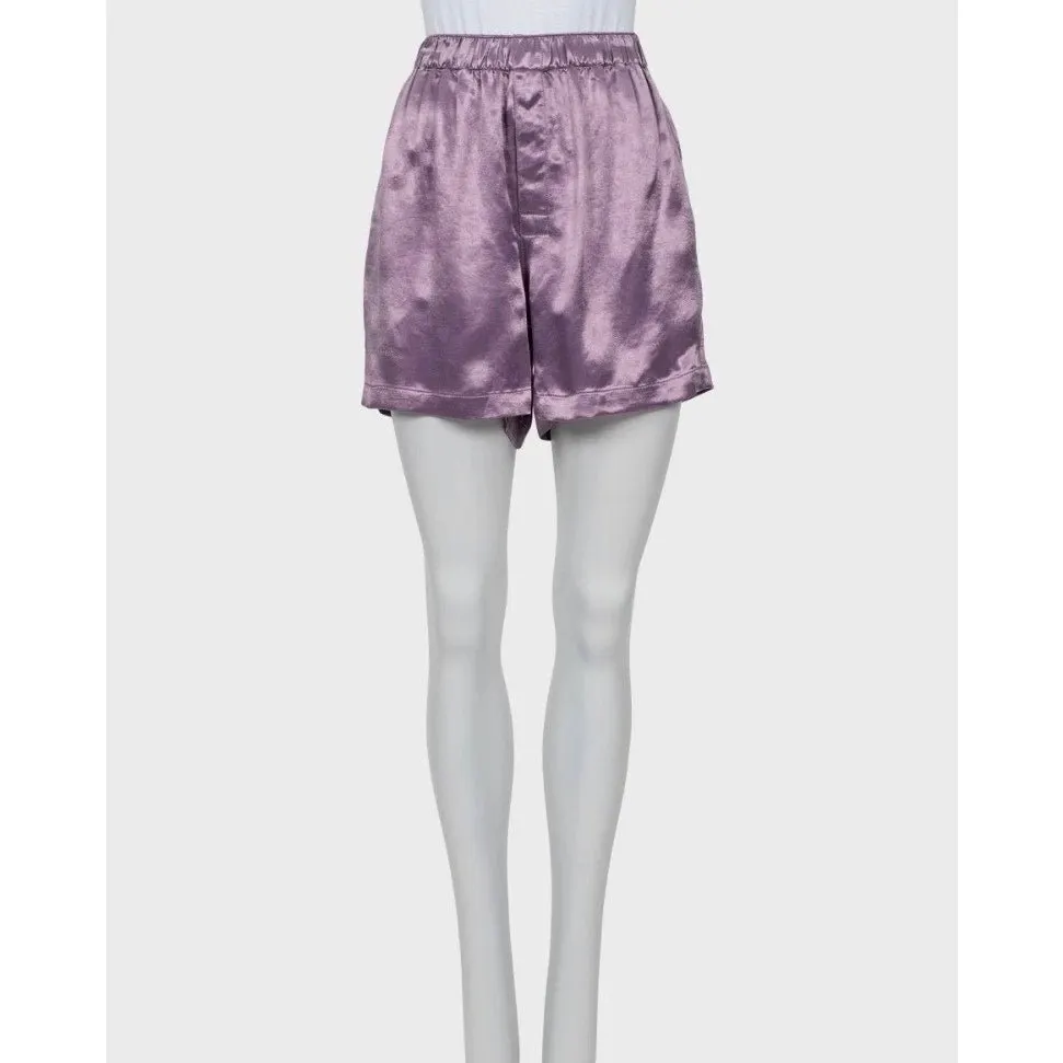 Bottega Veneta Purple Cupro Shorts & Blouse Set IT42 Pre-owned Purple Polyester Good - Model View