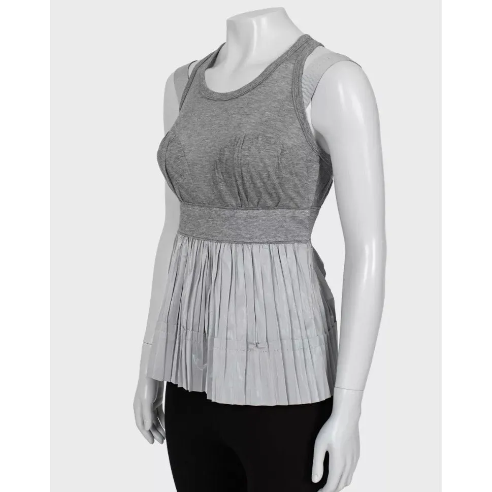 Louis Vuitton Gray Pleated Tank Top - Size 36/S pre-owned Grey Good - Back View
