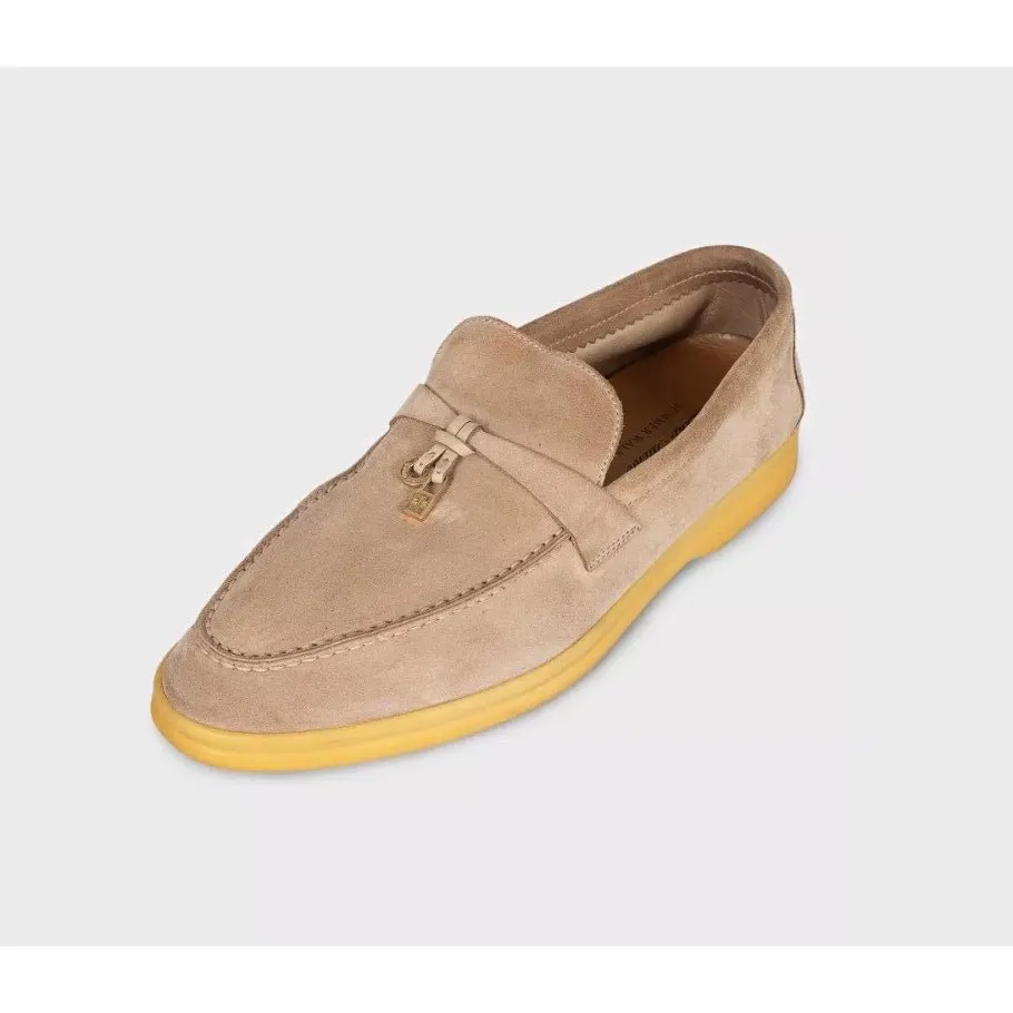 Loro Piana Summer Charms Walk Beige Suede Loafers Sz. 40 pre-owned Beige Suede Good - Inside View