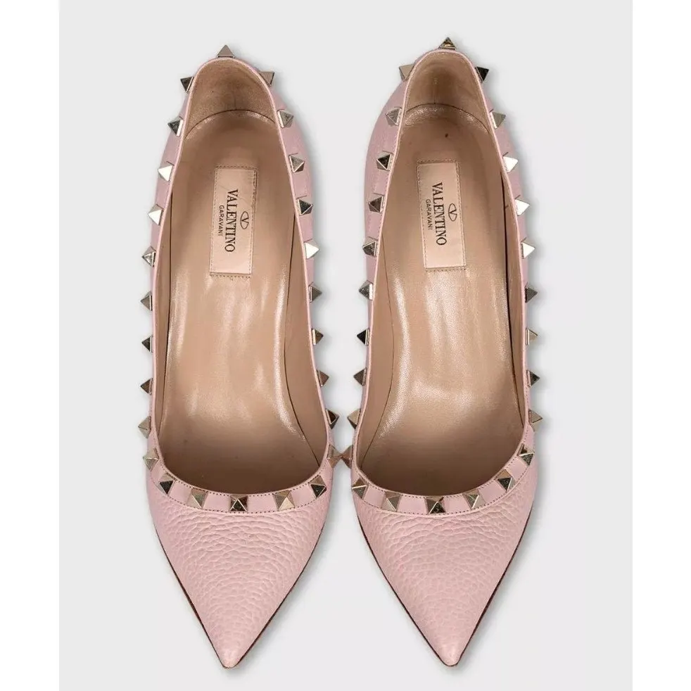 Valentino Valentino Rockstud Pink Leather Pumps Heels Sz.39 Pre-owned Pink Leather Good - Back View