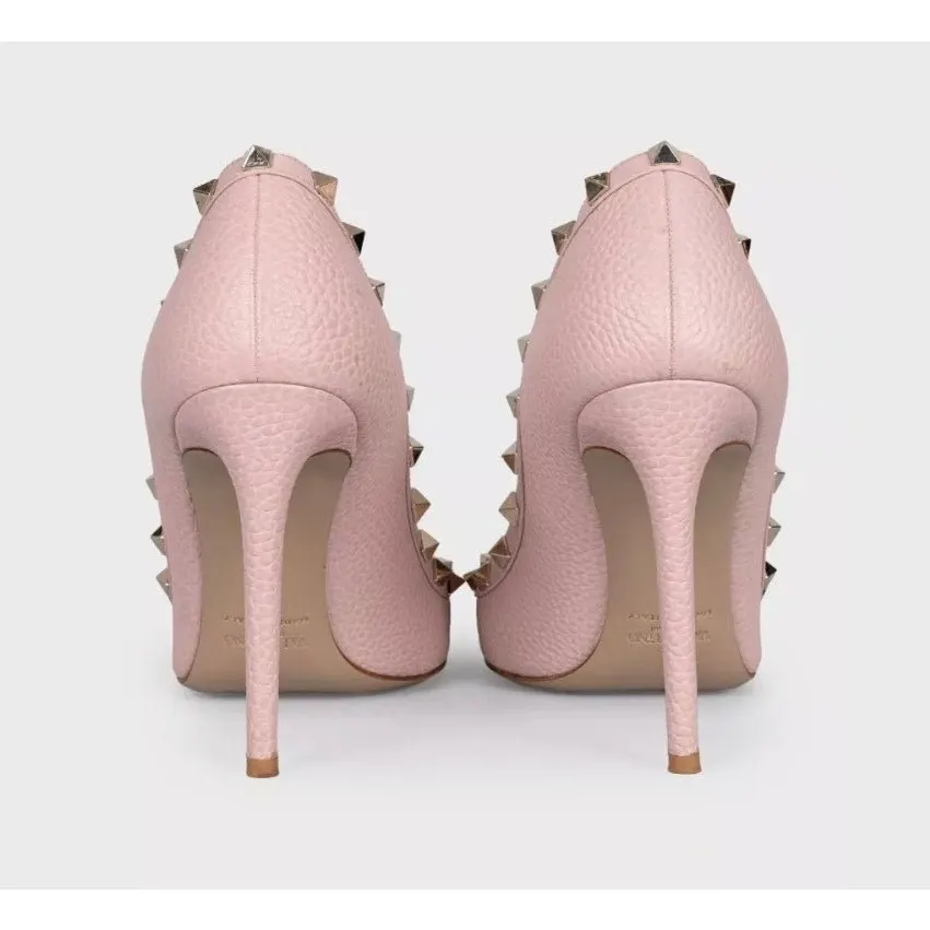 Valentino Valentino Rockstud Pink Leather Pumps Heels Sz.39 Pre-owned Pink Leather Good - Model View