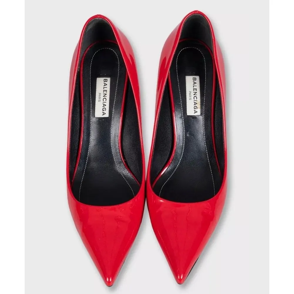Balenciaga Red Patent Leather Pumps Heels Size 36.5 Pre-owned Red Leather Good - Back View