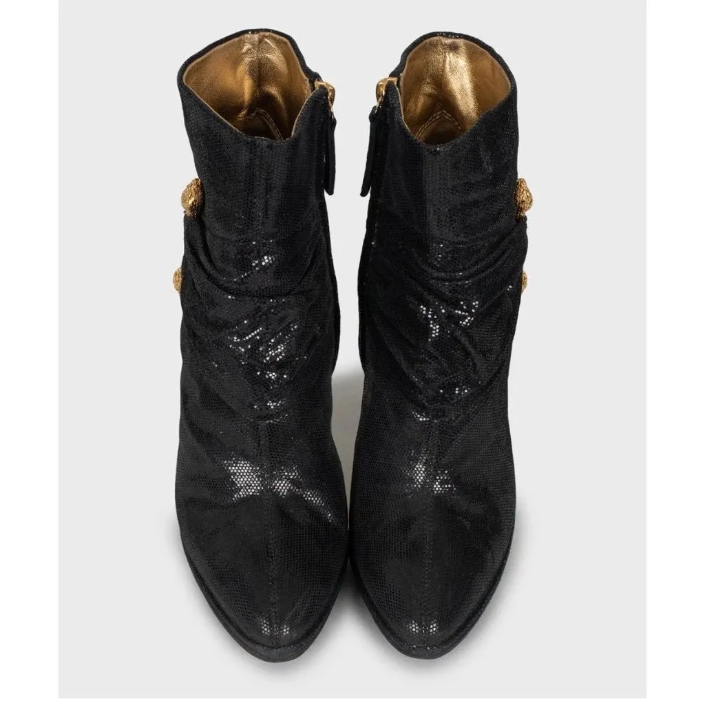 Roberto Cavalli Black Leather Ankle Boots Sz.38.5 pre-owned Black Leather Good - Back View