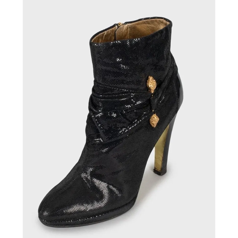 Roberto Cavalli Black Leather Ankle Boots Sz.38.5 pre-owned Black Leather Good - Inside View