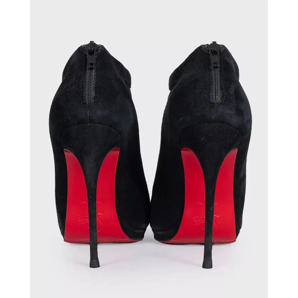 Christian Louboutin Christian Louboutin Black Suede Open-Toe Booties Sz.37 pre-owned Black Suede Good - Model View