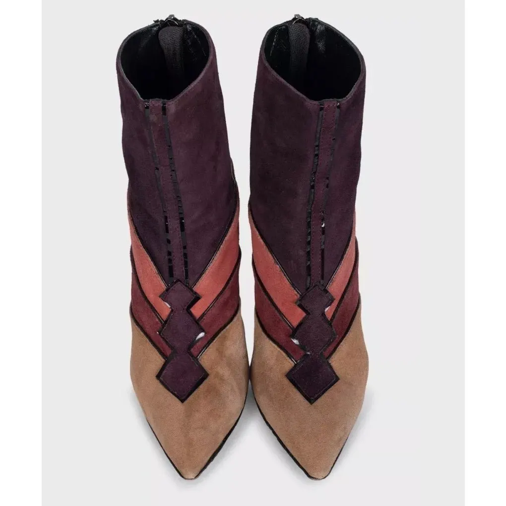 Roberto Cavalli Just Cavalli Multi-Color Suede Ankle Boots EU 40 pre-owned MultiColor Suede Good - Back View