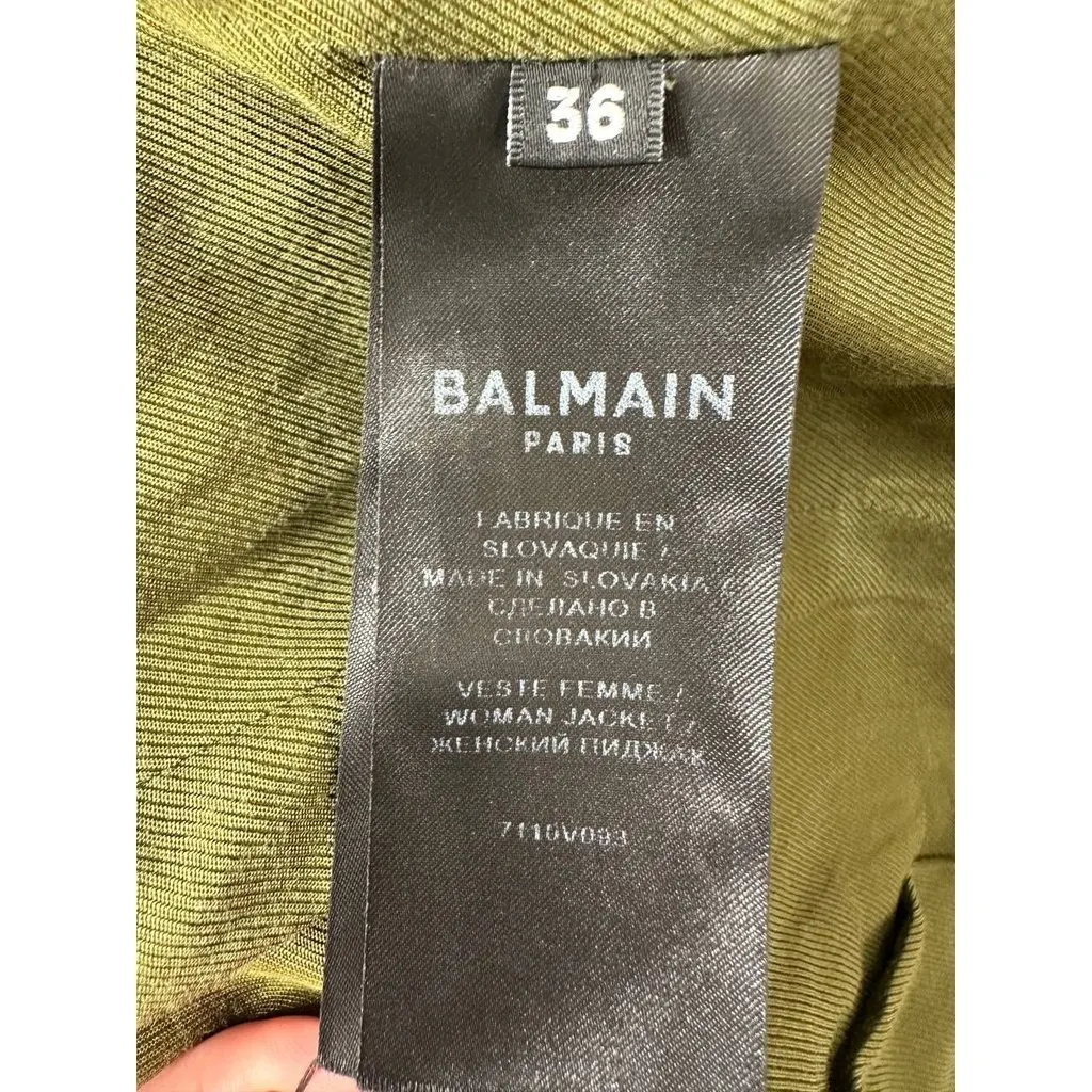 Balmain Green Twill Suit - EU 36 (S) Pre-owned Green Cotton Good - Model View