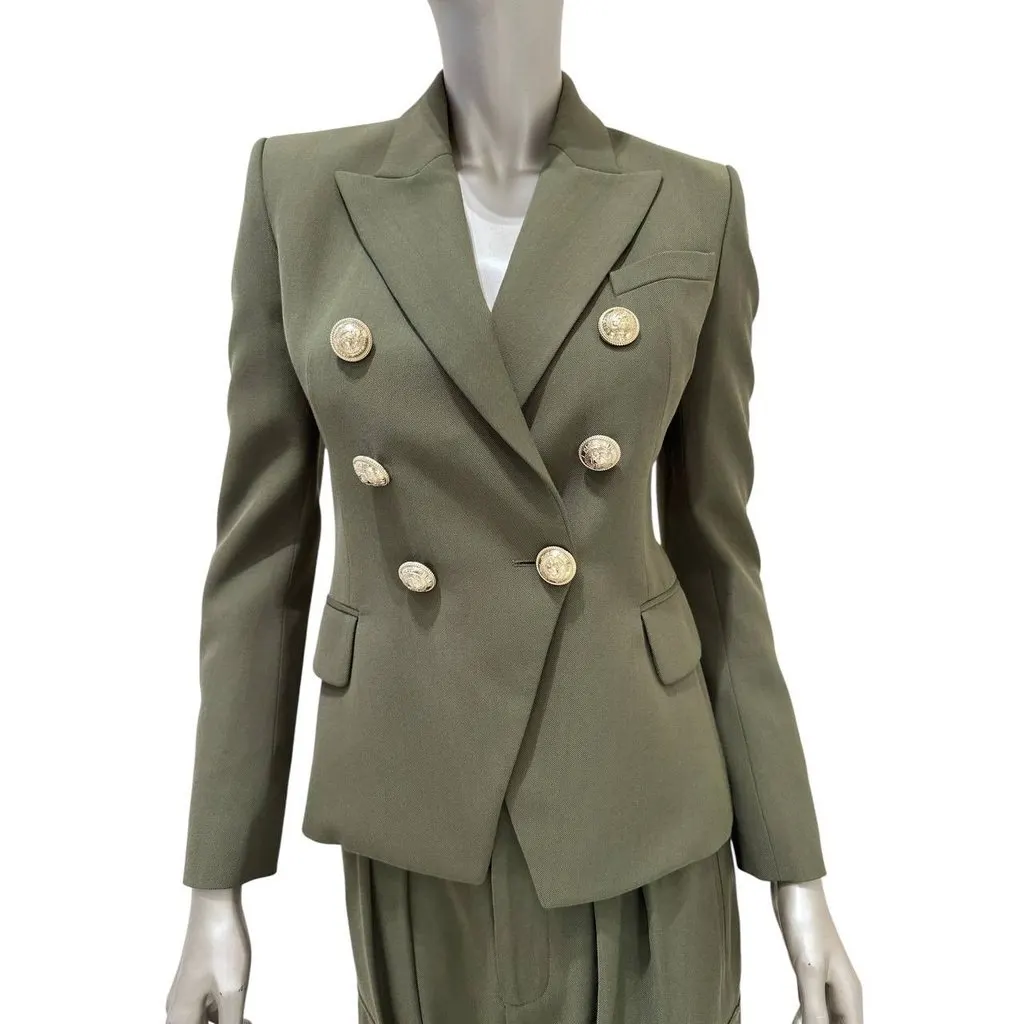 Balmain Green Twill Suit - EU 36 (S) Pre-owned Green Cotton Good - Box View