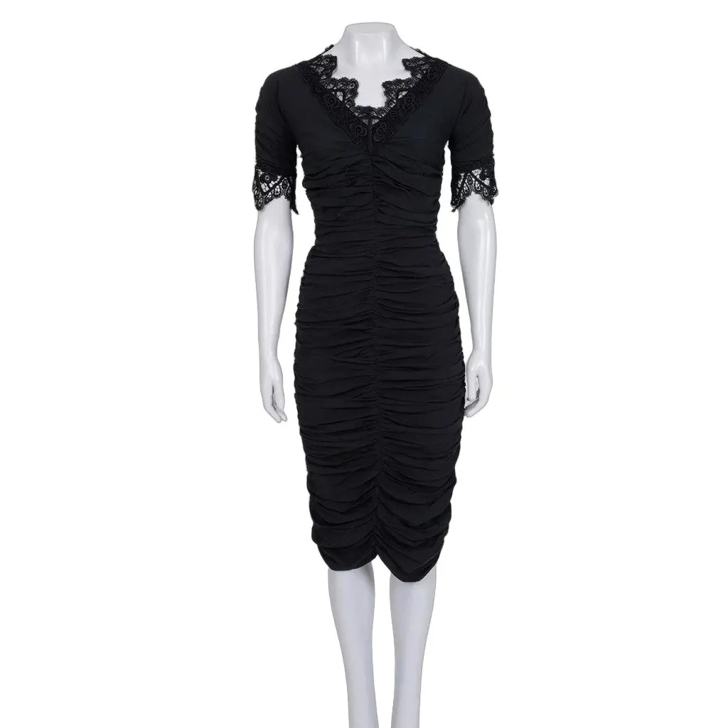 Dolce & Gabbana NWOT Dolce & Gabbana Black Draped Lace Dress - Size S pre-owned Black Lace Never worn - Front View