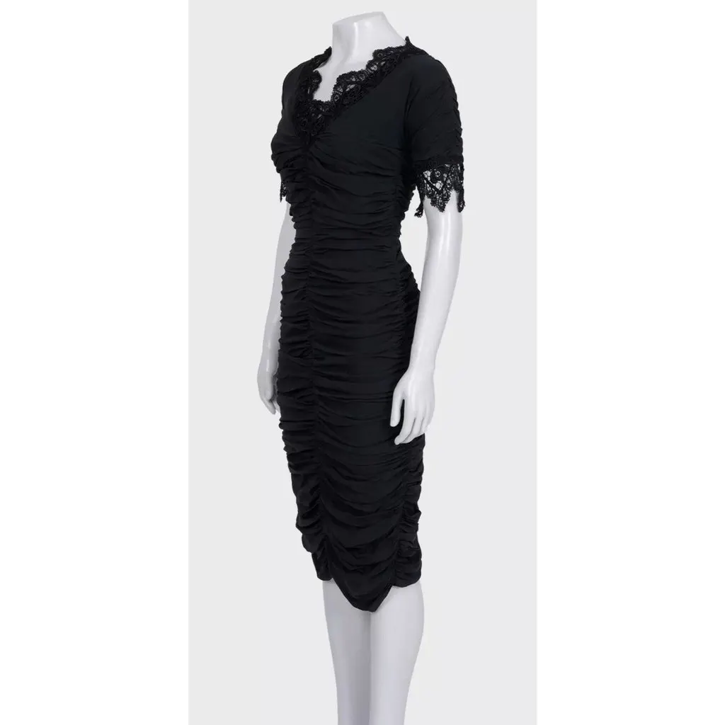 Dolce & Gabbana NWOT Dolce & Gabbana Black Draped Lace Dress - Size S pre-owned Black Lace Never worn - Back View