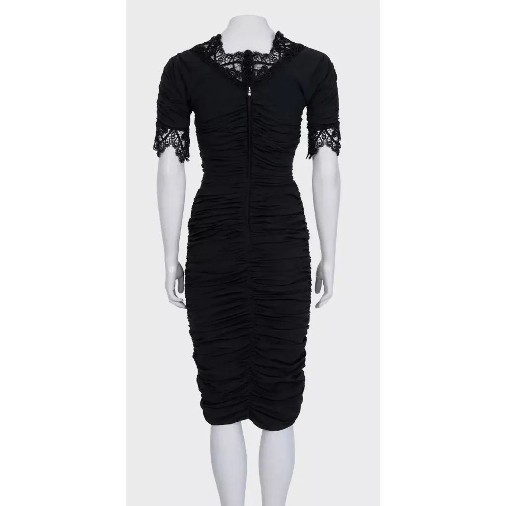 Dolce & Gabbana NWOT Dolce & Gabbana Black Draped Lace Dress - Size S pre-owned Black Lace Never worn - Inside View