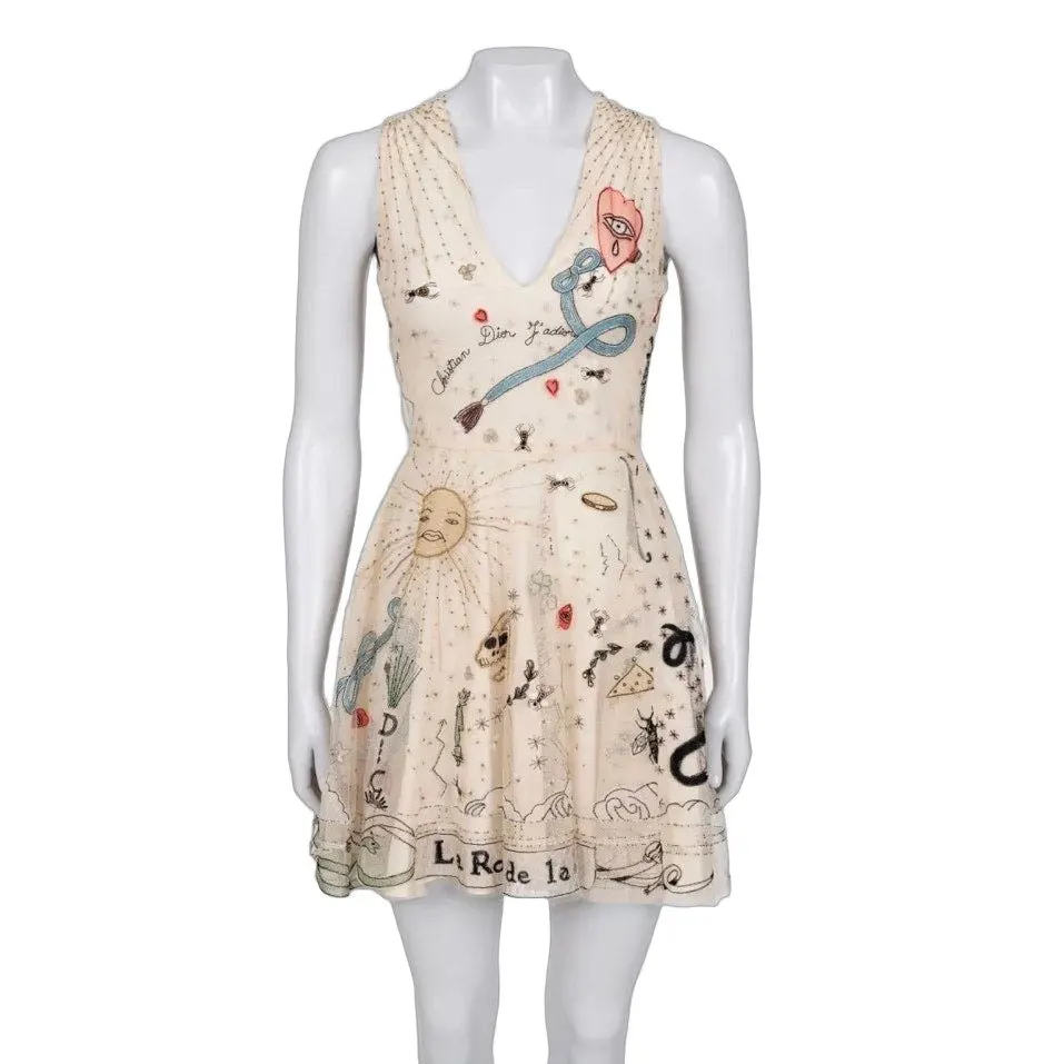 Dior Christian Dior SS17 'La Roue de la Fortune' Dress sz.S pre-owned Beige Good - Front View
