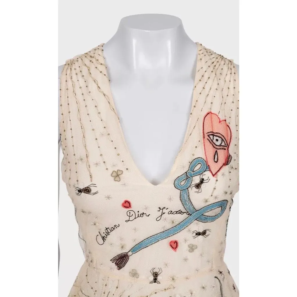Dior Christian Dior SS17 'La Roue de la Fortune' Dress sz.S pre-owned Beige Good - Back View