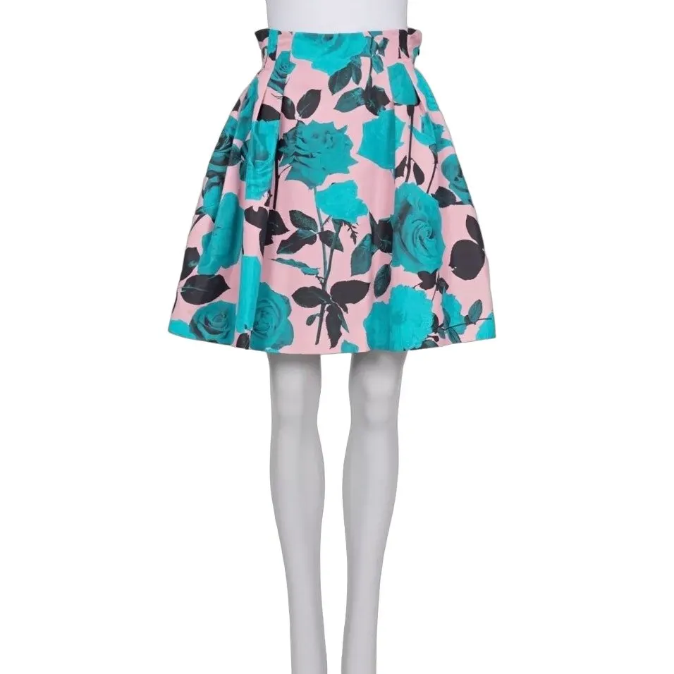 Dior NWOT Christian Dior Silk Floral Print Skirt FR38 M Pre-owned Silver Silk Never worn - Front View