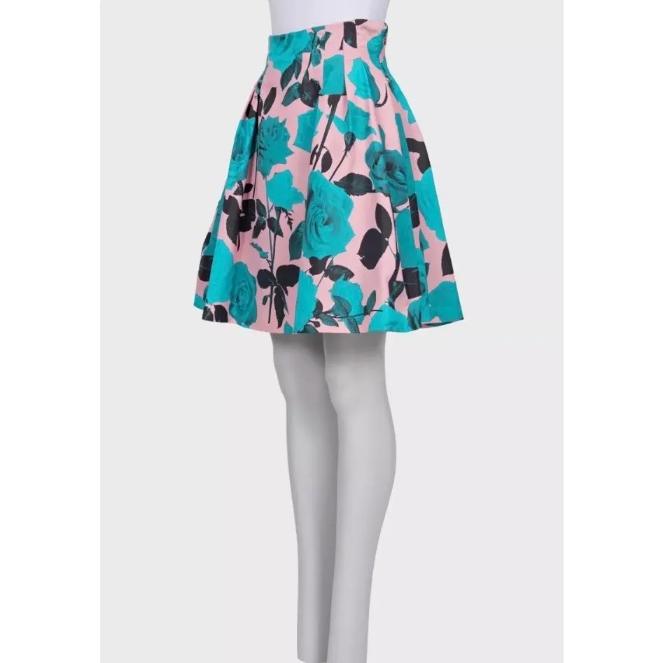 Dior NWOT Christian Dior Silk Floral Print Skirt FR38 M Pre-owned Silver Silk Never worn - Back View