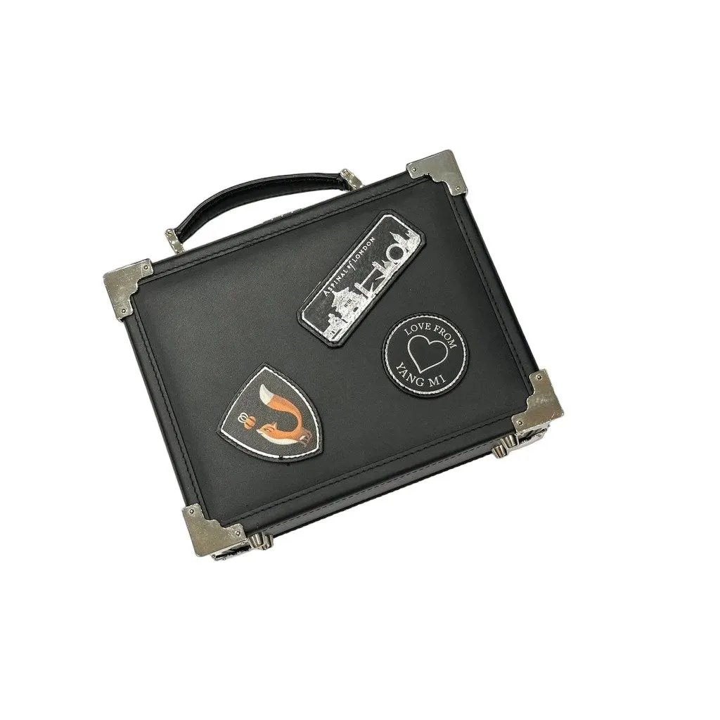 Aspinal of London Black Leather Mini Trunk Bag pre-owned Black Leather Good - Front View