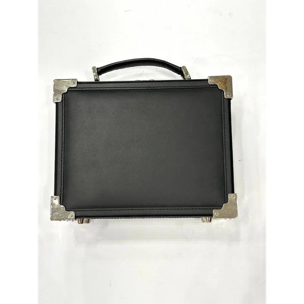Aspinal of London Black Leather Mini Trunk Bag pre-owned Black Leather Good - Inside View