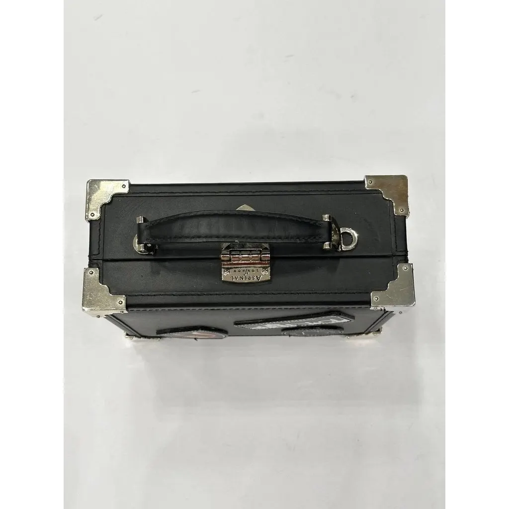 Aspinal of London Black Leather Mini Trunk Bag pre-owned Black Leather Good - Model View