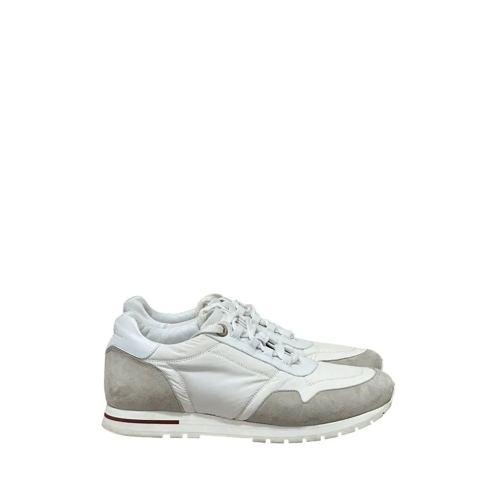 Loro Piana White & Grey Suede Leather Sneakers sz.37.5 Pre-owned White Suede Good - Back View