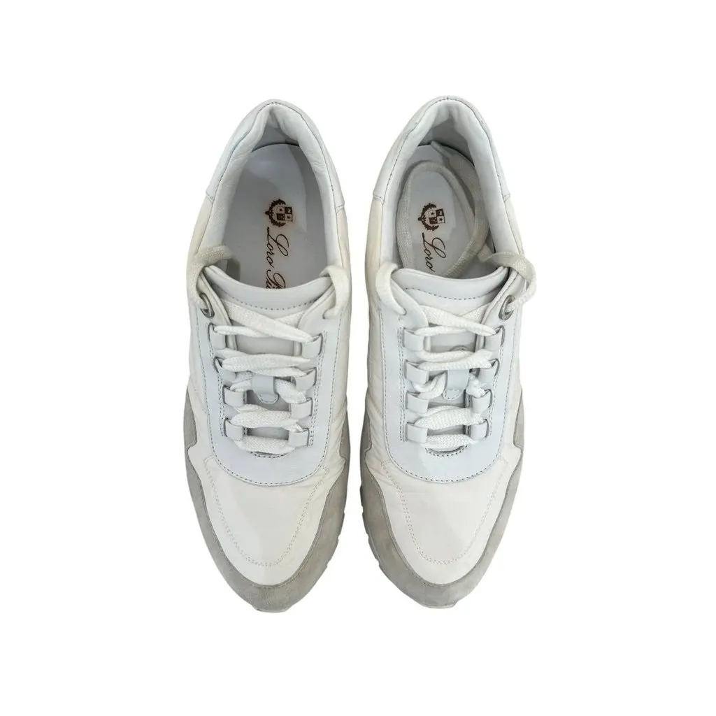 Loro Piana White & Grey Suede Leather Sneakers sz.37.5 Pre-owned White Suede Good - Box View