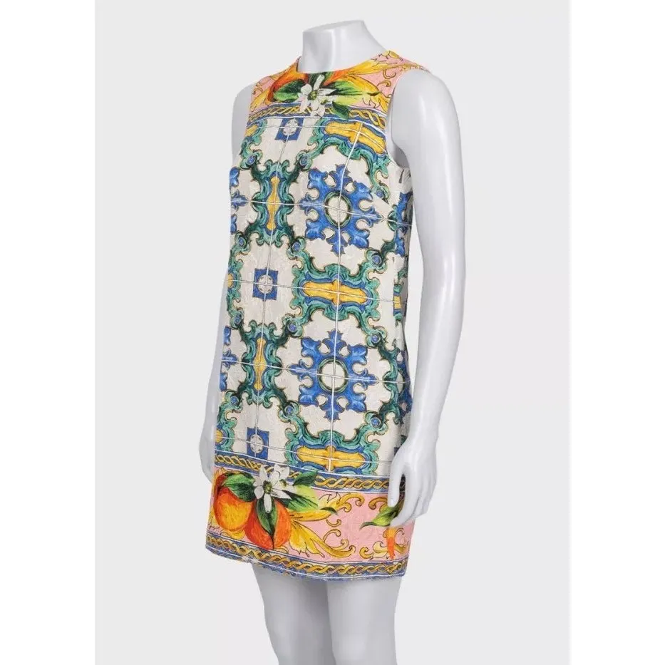 Dolce & Gabbana Vibrant Printed Cotton Silk Dress XXS pre-owned MultiColor Cotton Good - Back View
