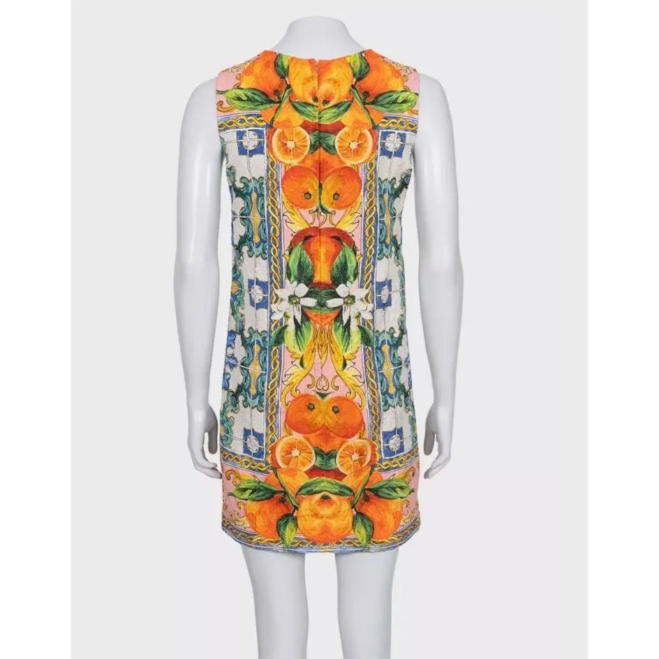 Dolce & Gabbana Vibrant Printed Cotton Silk Dress XXS pre-owned MultiColor Cotton Good - Inside View