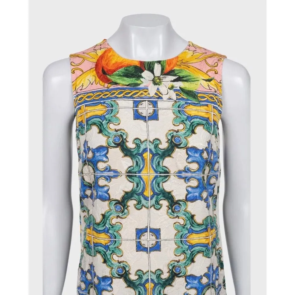 Dolce & Gabbana Vibrant Printed Cotton Silk Dress XXS pre-owned MultiColor Cotton Good - Model View