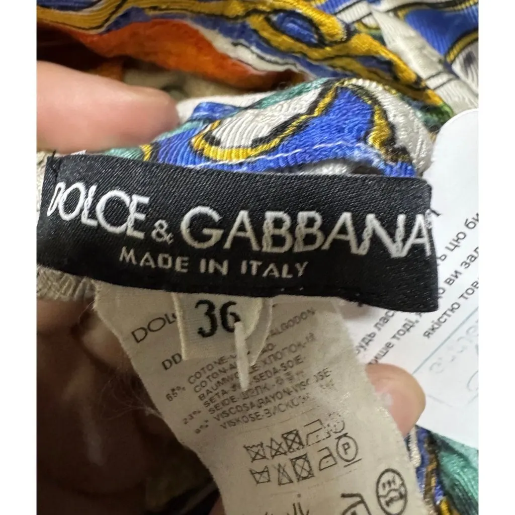 Dolce & Gabbana Vibrant Printed Cotton Silk Dress XXS pre-owned MultiColor Cotton Good - Box View