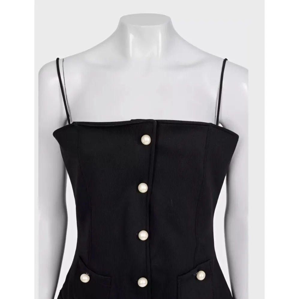 Chanel Black Body with Signature Buttons – Size FR40 / L pre-owned Black Silk Good - Model View