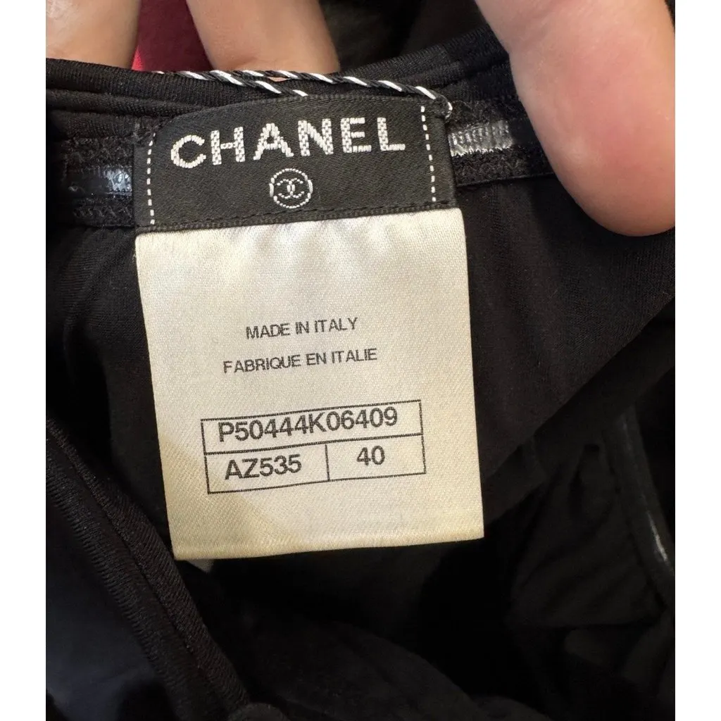 Chanel Black Body with Signature Buttons – Size FR40 / L pre-owned Black Silk Good - Box View