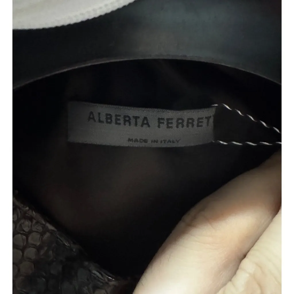Alberta Ferretti NWOT Alberta Ferretti Cropped Lambskin Leather Jacket IT44/S Brown Leather Never worn - Box View