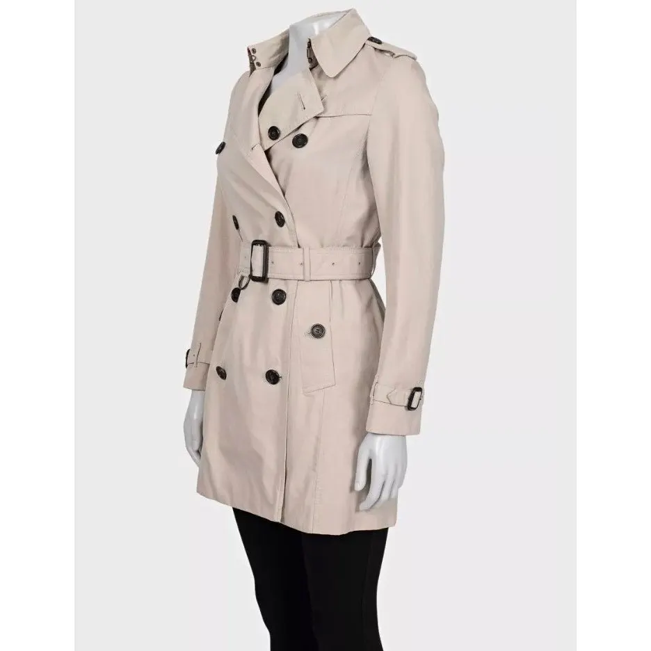 Burberry Beige Cropped Trench Coat with Belt EU32/XXS Pre-owned Beige Cotton Good - Back View