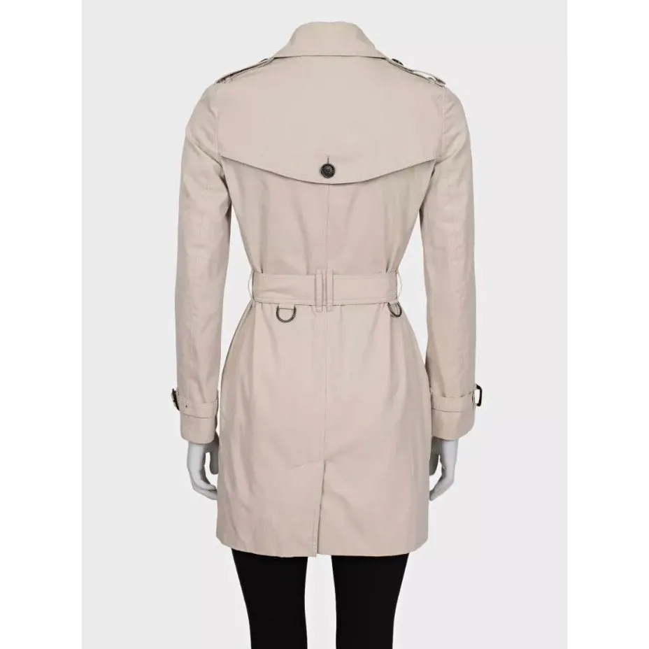 Burberry Beige Cropped Trench Coat with Belt EU32/XXS Pre-owned Beige Cotton Good - Inside View
