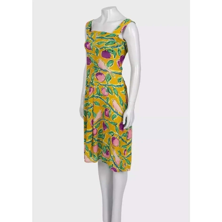 Dolce & Gabbana NWOT Dolce & Gabbana Yellow Silk Printed Dress - Size S Pre-owned Yellow Silk Never worn - Back View