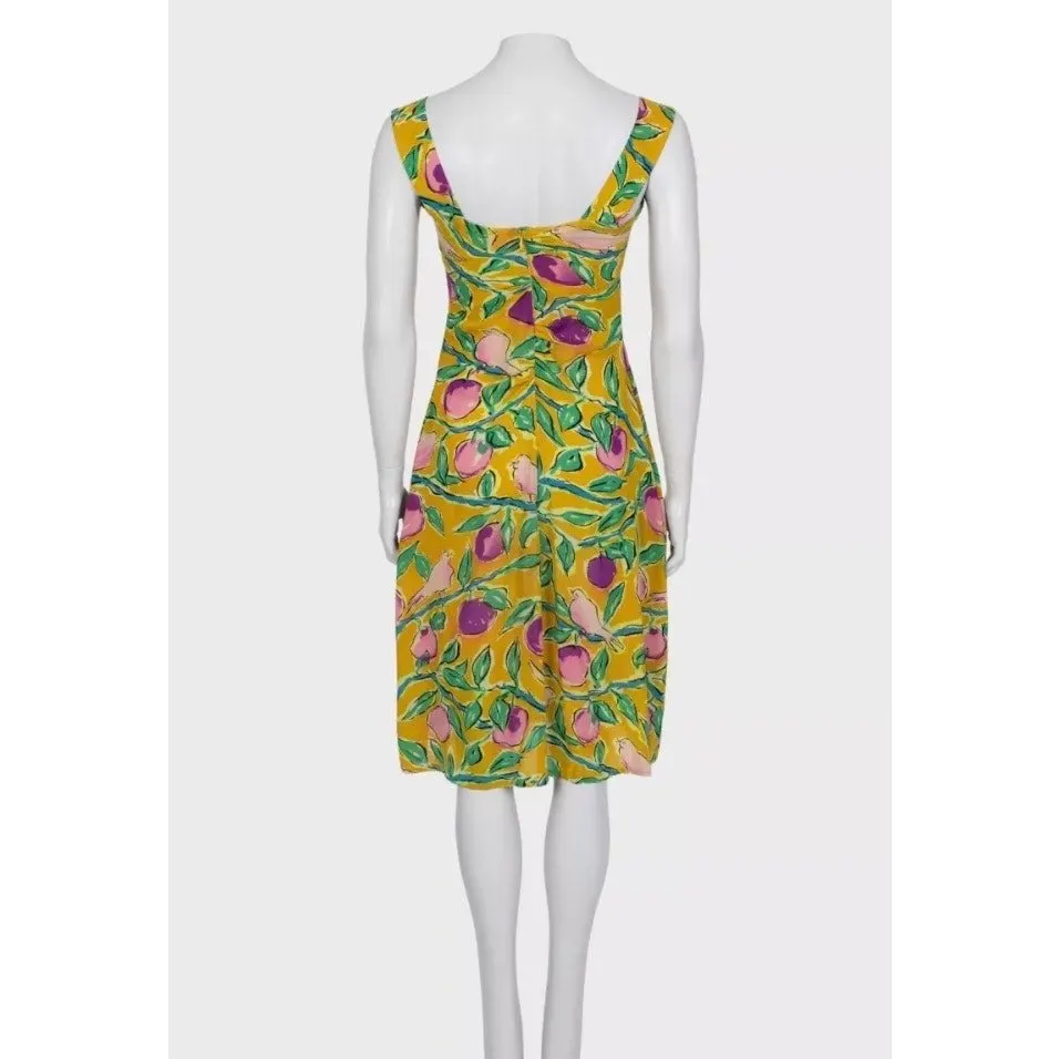 Dolce & Gabbana NWOT Dolce & Gabbana Yellow Silk Printed Dress - Size S Pre-owned Yellow Silk Never worn - Inside View