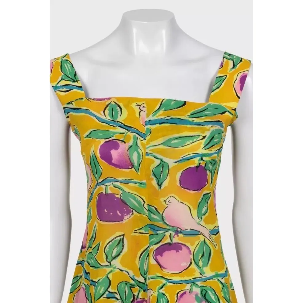 Dolce & Gabbana NWOT Dolce & Gabbana Yellow Silk Printed Dress - Size S Pre-owned Yellow Silk Never worn - Model View