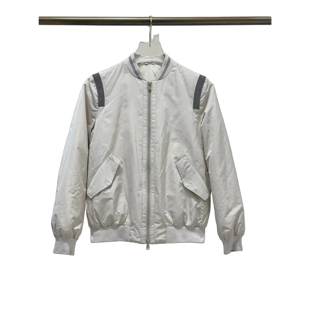 Brunello Cucinelli Brunello Cucinelli Quilted Silk Blend Bomber Jacket Sz.40 pre-owned Beige Silk Good - Front View