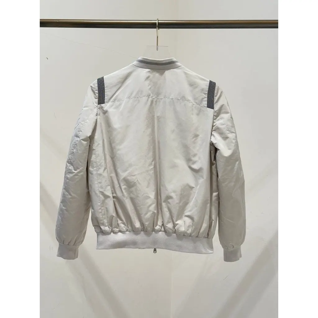 Brunello Cucinelli Brunello Cucinelli Quilted Silk Blend Bomber Jacket Sz.40 pre-owned Beige Silk Good - Back View